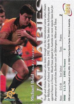 1996 Futera Rugby Union #2 Michael Brial Back
